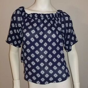 Pink Rose Women's Blue Blouse Boat Neck Size  S